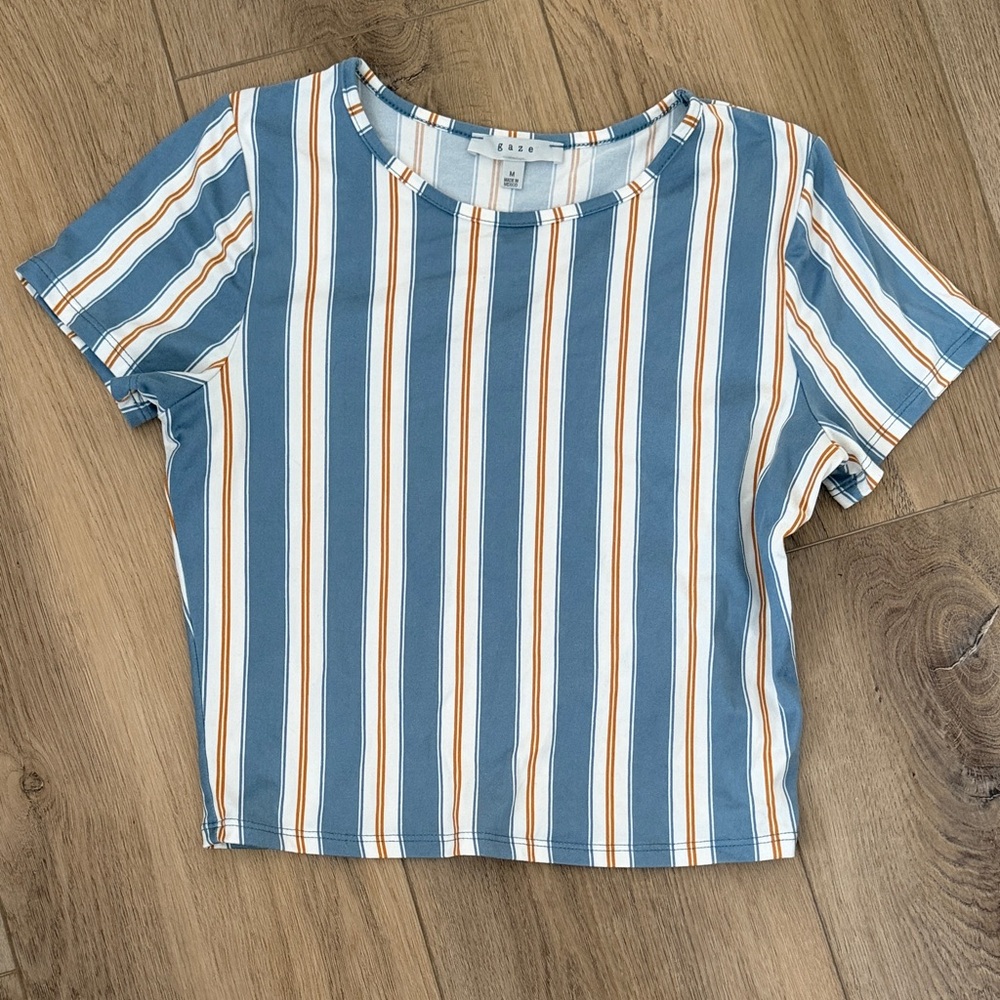 Gaze Blue and Orange Striped Tee